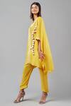 Buy_Inej_Yellow Rayon Tassels Asymmetric Draped Paisley Embroidered Kaftan With Pant_Online_at_Aza_Fashions