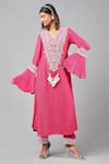 Buy_Inej_Fuchsia Rayon Flex Embroidery Paisley Cut-out Bodice Kurta With Palazzo _Online_at_Aza_Fashions