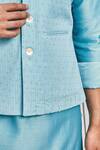 Buy_Charkhee_Blue Jacket  Dobby Cotton Hand Embroidered Beads  _Online_at_Aza_Fashions