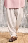 Shop_Charkhee_Pink Kurta  Dobby Cotton Solid Mandarin Collar Pathani And Salwar Set _Online_at_Aza_Fashions