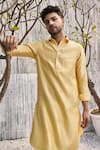 Buy Charkhee Yellow Chanderi, , Satin Full Sleeve Pathani Kurta And Salwar Set Online at Aza Fashions Buy_Charkhee_Yellow Chanderi, , Satin Full Sleeve Pathani Kurta And Salwar Set _Online_at_Aza_Fashions