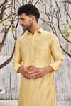 Shop Charkhee Yellow Chanderi, , Satin Full Sleeve Pathani Kurta And Salwar Set Online at Aza Fashions Shop_Charkhee_Yellow Chanderi, , Satin Full Sleeve Pathani Kurta And Salwar Set _Online_at_Aza_Fashions