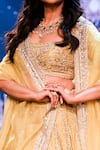 Anushree Reddy_Yellow Chanderi Ahilaya Floral Embroidered Lehenga Set_Online_at_Aza_Fashions