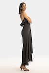 Buy_431-88 By Shweta Kapur_Black Satin Rhinestones Halter Neck Star Ruffle Embellished Top _Online_at_Aza_Fashions
