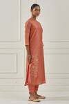 Buy_Kamaltaas_Orange Chanderi Silk, Lining Mulmul Gota, Pittan And Embroidered Kurta Set