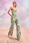 House Of Eda Green 100% Linen Arizona V Chloe Crop Top And Trouser Set at Aza Fashions House Of Eda_Green 100% Linen Arizona V Chloe Crop Top And Trouser Set _at_Aza_Fashions