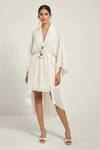 Style Junkiie_Ivory Moss Crepe Shirt Collar Wrap Midi Dress  _Online_at_Aza_Fashions