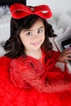 The Little Celebs_Red Net, Satin Crystals Swarovski Embroidered Dress _Online_at_Aza_Fashions