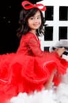 Buy_The Little Celebs_Red Net, Satin Crystals Swarovski Embroidered Dress _Online_at_Aza_Fashions