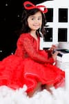 Shop_The Little Celebs_Red Net, Satin Crystals Swarovski Embroidered Dress _Online_at_Aza_Fashions