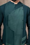 Shreyansh Designs_Green Cotton Linen Blend Solid Asymmetric Kurta _Online_at_Aza_Fashions