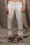 Shreyansh Designs_Off White Cotton Silk Blend Solid Sheer Panelled Pant _Online_at_Aza_Fashions