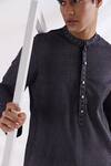 Buy_Smriti by Anju Agarwal_Blue Kurta Bam Silk Geometric Pattern Set _Online_at_Aza_Fashions