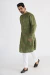 Buy_Smriti by Anju Agarwal_Green Kurta - Bam Silk And Mulmul Hand Embroidered Beads Set _Online_at_Aza_Fashions