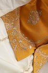 Smriti by Anju Agarwal_Yellow Bundi - Bam Silk Hand Embroidered Afghani Ruakh And Kurta Set _Online_at_Aza_Fashions