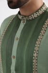 Shop_Smriti by Anju Agarwal_Green Kurta - Bam Silk And Mulmul Hand Embroidered Pintucked Straight Set _Online_at_Aza_Fashions