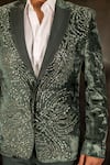 Decemberbyvivek_Green Velvet Hand Embroidery Sequin Embellished Blazer And Pant Set  _Online_at_Aza_Fashions