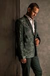 Shop_Decemberbyvivek_Green Velvet Hand Embroidery Sequin Embellished Blazer And Pant Set  _Online_at_Aza_Fashions