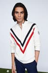 S&N by Shantnu Nikhil_Off White Merino Wool Solid Striped Pattern Jumper _Online_at_Aza_Fashions