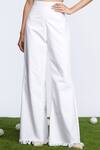 S&N by Shantnu Nikhil_Off White Denim Retro Flared Trouser_Online_at_Aza_Fashions