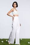 Shop_S&N by Shantnu Nikhil_Off White Denim Retro Flared Trouser_Online_at_Aza_Fashions
