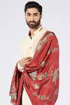 S&N by Shantnu Nikhil_Red Jewel Pattern Print Stole_Online_at_Aza_Fashions