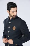 Buy_S&N by Shantnu Nikhil_Black Cotton Embroidered Crest Bandhgala_Online_at_Aza_Fashions