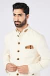 Buy_S&N by Shantnu Nikhil_Off White Poly Blend Embroidered Patchwork Collar Bandhgala _Online_at_Aza_Fashions