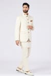 Shop_S&N by Shantnu Nikhil_Off White Poly Blend Embroidered Patchwork Collar Bandhgala _Online_at_Aza_Fashions