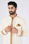 Buy_S&N by Shantnu Nikhil_Off White Poly Blend Embroidered Zari Sleeve Bandhgala _Online_at_Aza_Fashions