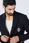 Buy_S&N By Shantnu Nikhil_Black Lycra, Viscose, Polyester Embroidery Placement Crest Blazer_Online_at_Aza_Fashions