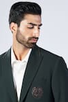 Buy_S&N by Shantnu Nikhil_Green Terylene Embroidered Crest Placement Blazer _Online_at_Aza_Fashions