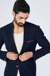S&N by Shantnu Nikhil_Blue Poly Blend Embroidered Adamas Motif Blazer For Men_Online_at_Aza_Fashions