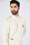Buy S&N By Shantnu Nikhil Off White Cotton, Polyester Metallic Thread Draped Asymmetric Kurta Online at Aza Fashions Buy_S&N By Shantnu Nikhil_Off White Cotton, Polyester Metallic Thread Draped Asymmetric Kurta_Online_at_Aza_Fashions