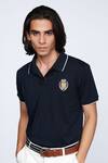 S&N by Shantnu Nikhil_Blue Knitted Sncc Polo Shirt _Online_at_Aza_Fashions