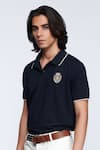 Buy_S&N by Shantnu Nikhil_Blue Knitted Sncc Polo Shirt _Online_at_Aza_Fashions