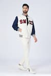 Shop_S&N by Shantnu Nikhil_Off White Cotton Colorblock Varsity Jacket _Online_at_Aza_Fashions