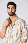 Buy_S&N by Shantnu Nikhil_Off White Silk Twill Printed Antique Jewellery Slim Fit Shirt _Online_at_Aza_Fashions