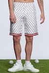 S&N by Shantnu Nikhil_Off White Twill Silk Printed Geometric Sncc Shorts _Online_at_Aza_Fashions