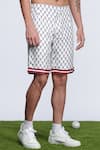 Buy_S&N by Shantnu Nikhil_Off White Twill Silk Printed Geometric Sncc Shorts _Online_at_Aza_Fashions