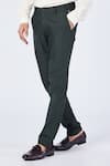 S&N by Shantnu Nikhil_Green Cotton Embroidered Adamas Placement Trouser _Online_at_Aza_Fashions