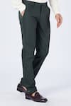 Shop_S&N by Shantnu Nikhil_Green Cotton Embroidered Adamas Placement Trouser _Online_at_Aza_Fashions