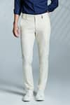 S&N by Shantnu Nikhil_Off White Cotton Embroidered Adamas Trouser _Online_at_Aza_Fashions