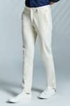 Buy_S&N by Shantnu Nikhil_Off White Cotton Embroidered Adamas Trouser _Online_at_Aza_Fashions