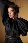 Buy_S&N By Shantnu Nikhil_Black Collared Bishop Sleeve Shirt_Online_at_Aza_Fashions