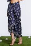 S&N By Shantnu Nikhil_Blue Silk Printed Draped Skirt _Online_at_Aza_Fashions