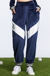 S&N by Shantnu Nikhil_Blue Velvet Joggers _Online_at_Aza_Fashions