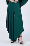 S&N by Shantnu Nikhil_Emerald Green Poly Jersey Plain Flared Trousers _Online_at_Aza_Fashions