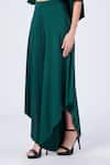 Buy_S&N by Shantnu Nikhil_Emerald Green Poly Jersey Plain Flared Trousers _Online_at_Aza_Fashions