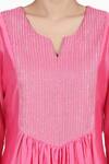 Shop_Seema Nanda_Pink Chanderi Silk Printed Gota Notched Jheel Pintuck Kurta Set  _Online_at_Aza_Fashions